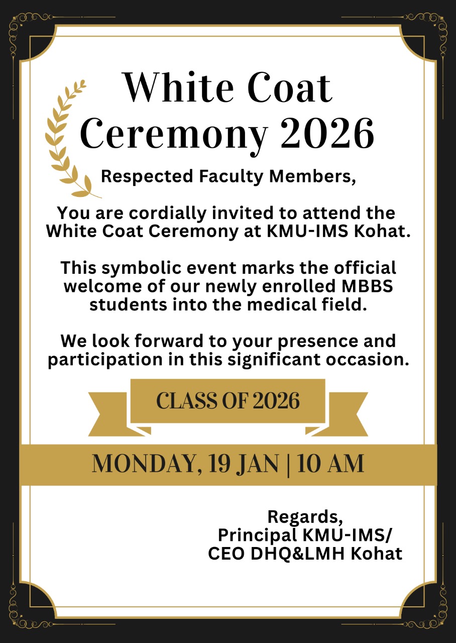 The White Coat Ceremony will be held on Monday, 19 January 2026